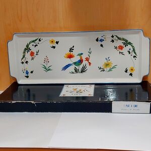 Vintage Gien France Oblong Platter, Oiseaux de Paradis pattern